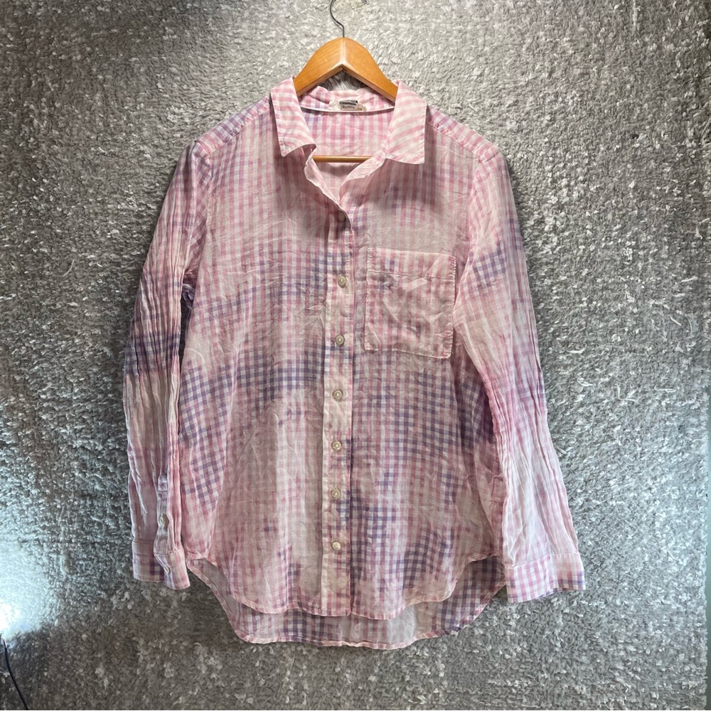 Anthropologie Pilcro Cate Buttondown Shirt Women’s Size S Classic Tie-Dye‎ Plaid